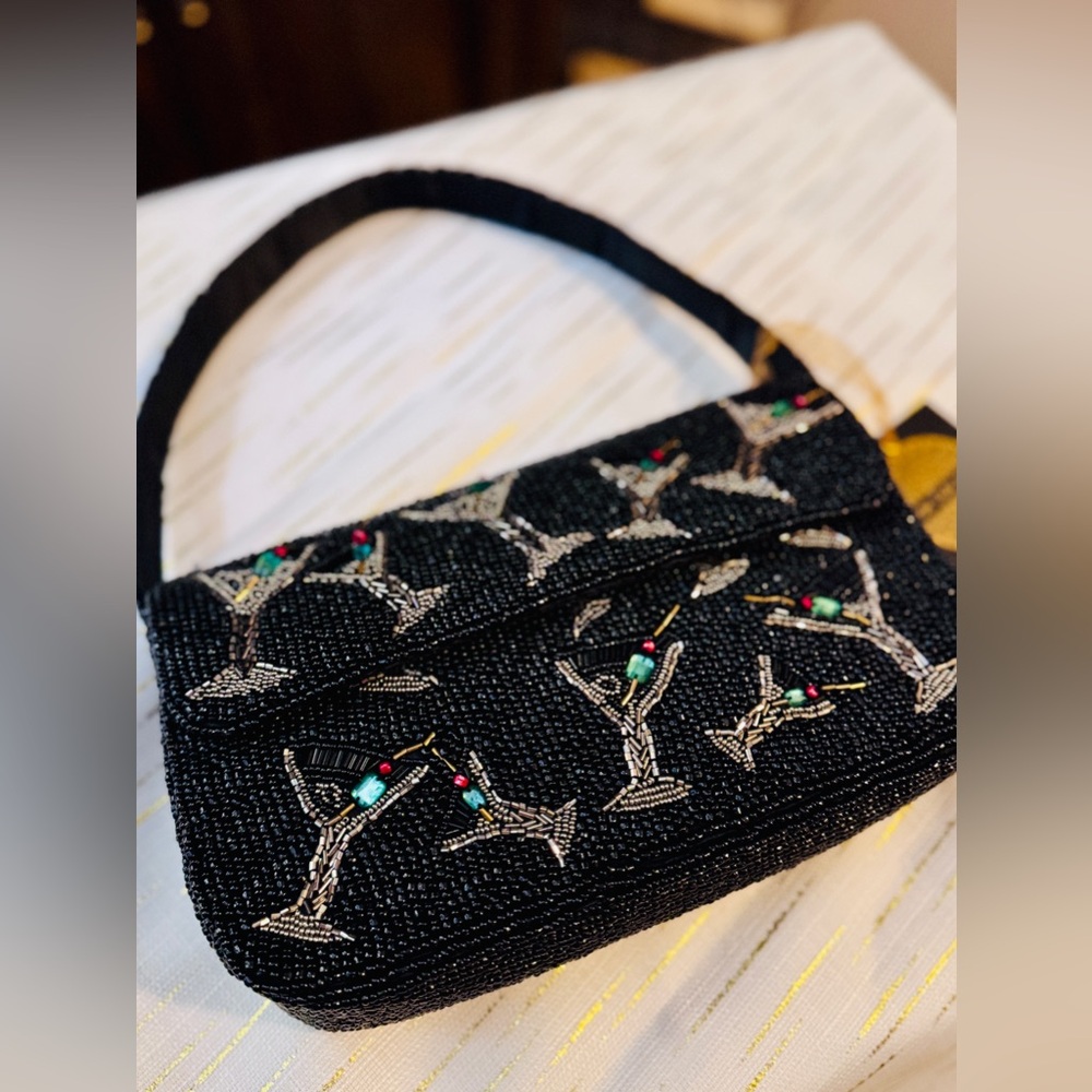 Viral Dirty Martini Olives Black Beaded Shoulder Bag - Picture 7 of 9